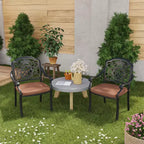 2 Piece Patio Dining Chairs with Cushions, Outdoor All-Weather Cast Aluminum Chairs, Patio Bistro Dining Chair Set of 2 for Garden Deck Backyard