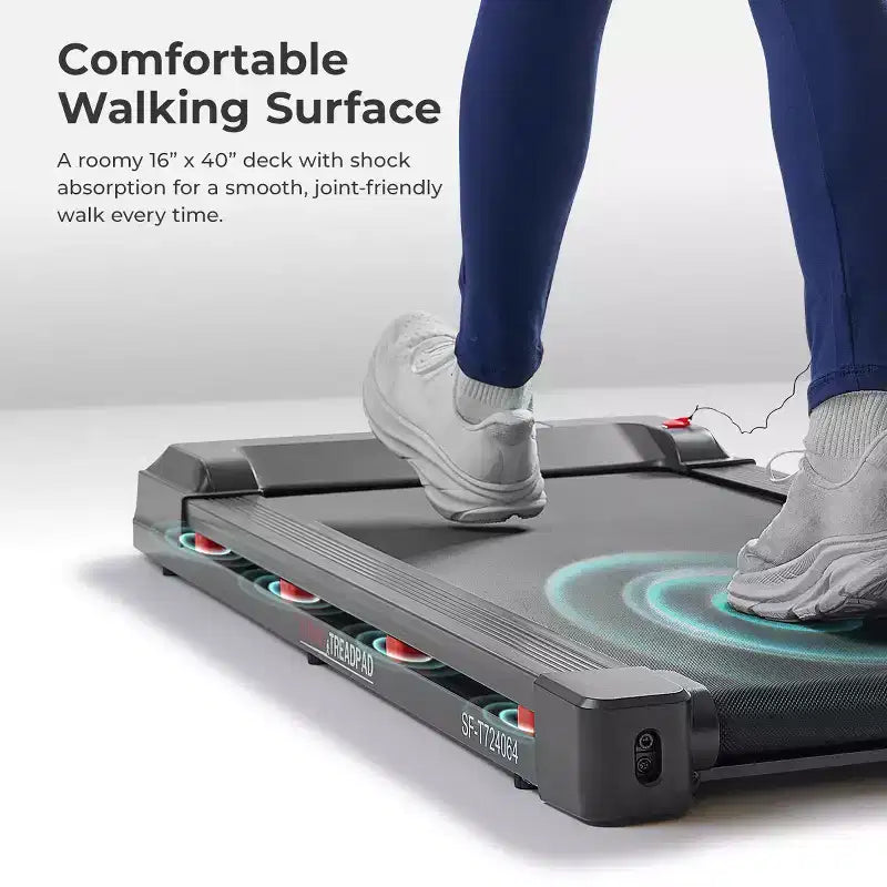 Sunny Health & Fitness Treadpad 100 SMART Walking Treadmill with WiFi, Bluetooth, Shock Absorption & UnderDesk Foldable Design