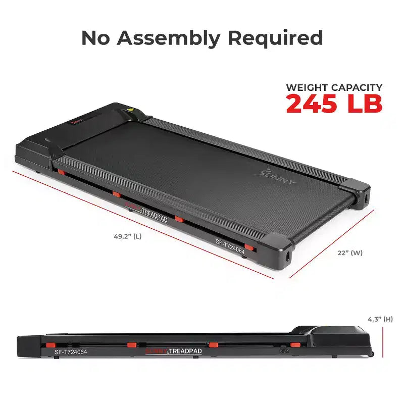 Sunny Health & Fitness Treadpad 100 SMART Walking Treadmill with WiFi, Bluetooth, Shock Absorption & UnderDesk Foldable Design