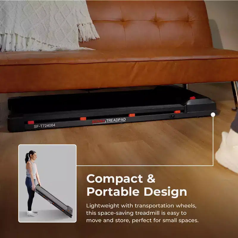 Sunny Health & Fitness Treadpad 100 SMART Walking Treadmill with WiFi, Bluetooth, Shock Absorption & UnderDesk Foldable Design