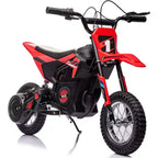 24V Kids Ride On Electric Off-Road Motorcycle,250W Motor 13.6MPH Fast Speed Dirt Bike Motocross,Leather Seat,for Kids Riding Toy, Red