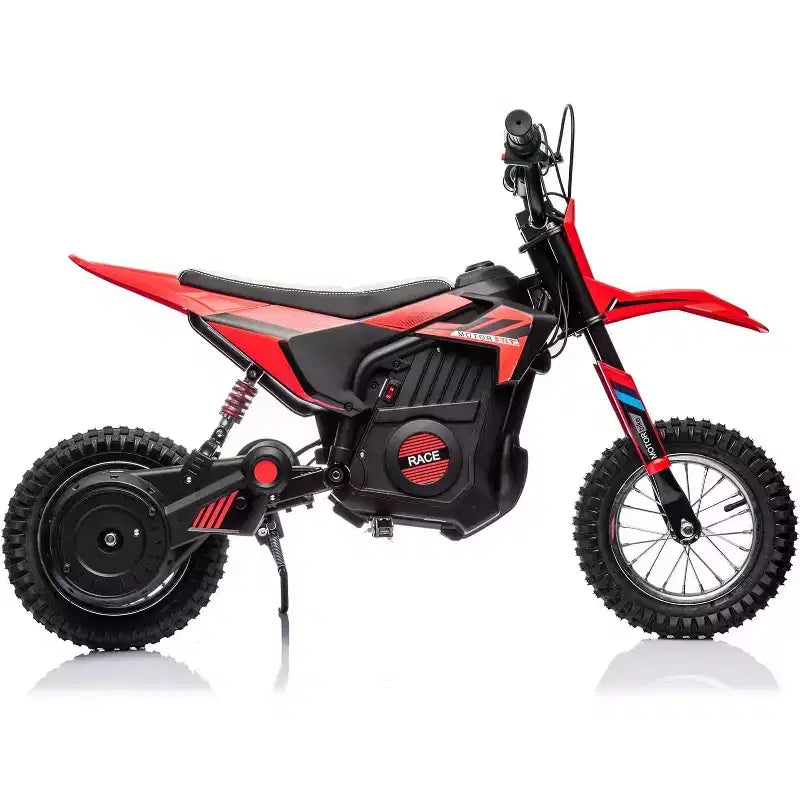 24V Kids Ride On Electric Off-Road Motorcycle,250W Motor 13.6MPH Fast Speed Dirt Bike Motocross,Leather Seat,for Kids Riding Toy, Red