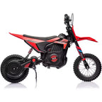 24V Kids Ride On Electric Off-Road Motorcycle,250W Motor 13.6MPH Fast Speed Dirt Bike Motocross,Leather Seat,for Kids Riding Toy, Red