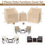 Costway Patio Furniture Covers Waterproof Conversation Covers for 3 PCS Bistro Set