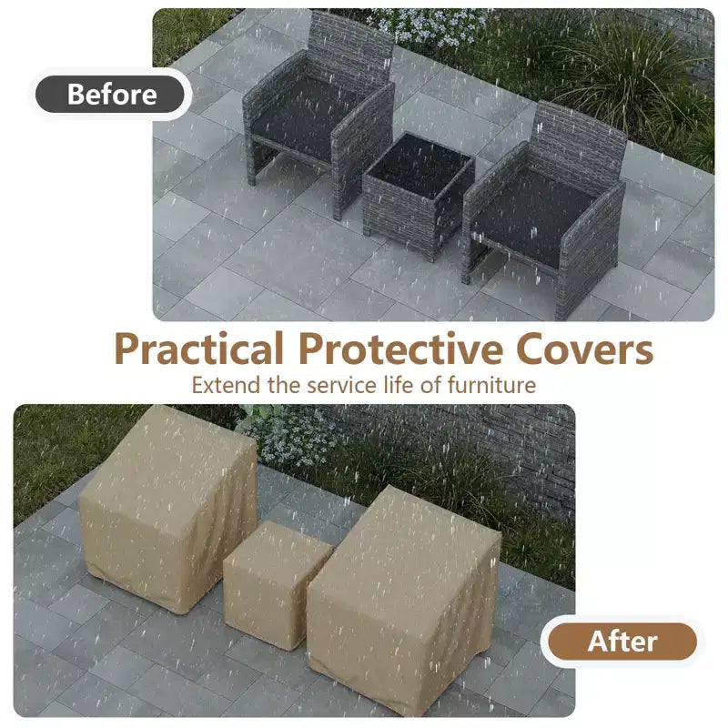 Costway Patio Furniture Covers Waterproof Conversation Covers for 3 PCS Bistro Set