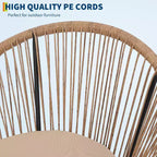 3 Piece Outdoor Seating Acapulco Chair Glass Top Side Table and 2 Chairs with Cushions PE Rattan All-Weather Patio Conversation Bistro Set