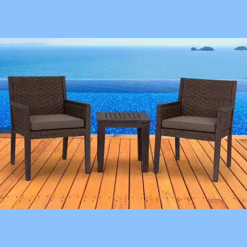 Courtyard Casual Buena Vista II 3 pc Bistro Set Includes: Two Dining Chairs and One End Table