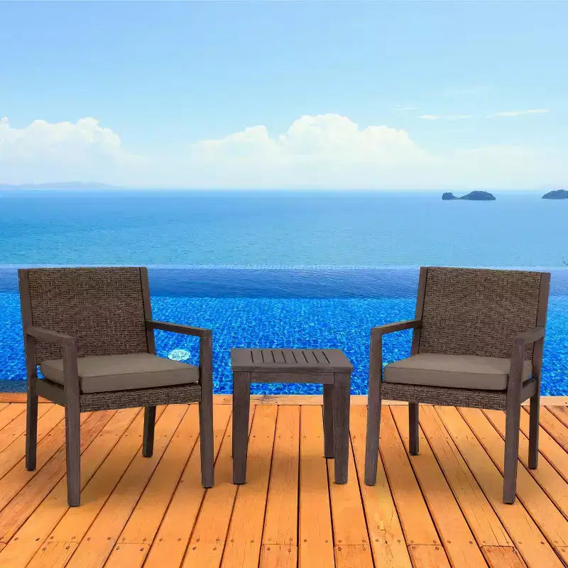Courtyard Casual Bridgeport II 3 pc Bistro Set Includes: Two Dining Chairs and One End Table