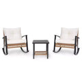 LAUSAINT HOME 3 Pieces Rocking Bistro Set Oversize Rattan Conversation Set Thick Cushions for Garden