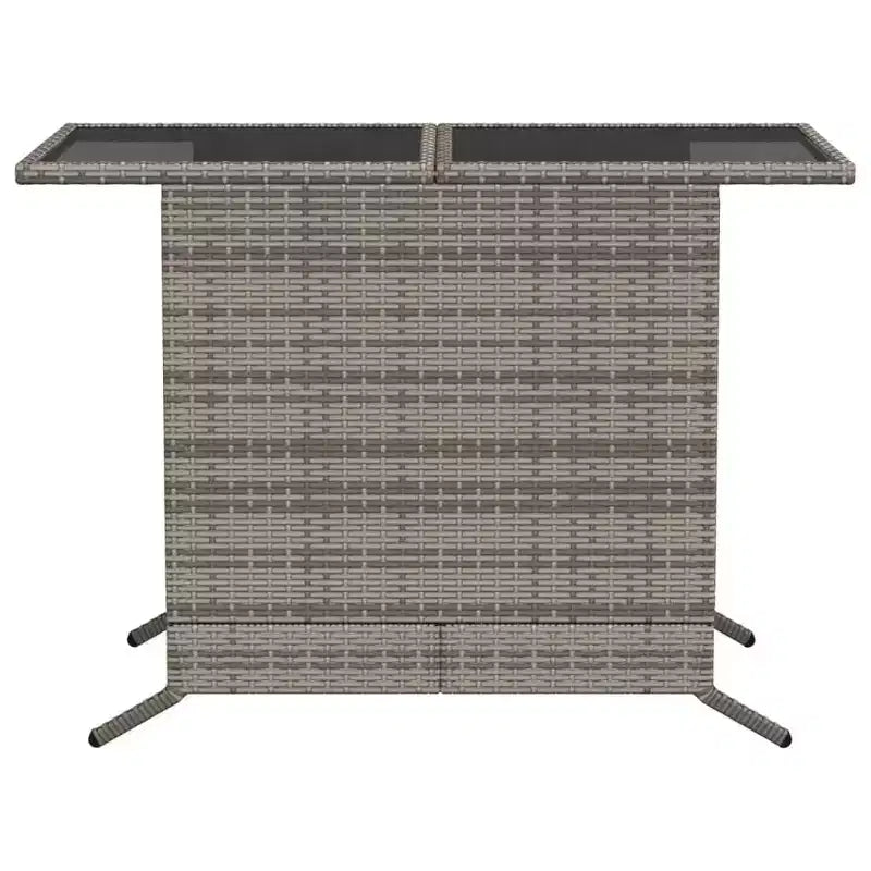 vidaXL 3 Piece Poly Rattan Bistro Set with Cushions - Gray Outdoor Patio Furniture with Tempered Glass Table and Comfortable Armchairs
