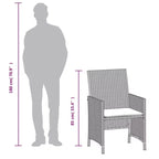 vidaXL 3 Piece Poly Rattan Bistro Set with Cushions - Gray Outdoor Patio Furniture with Tempered Glass Table and Comfortable Armchairs