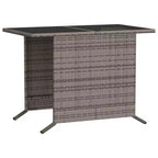 vidaXL 3 Piece Poly Rattan Bistro Set with Cushions - Gray Outdoor Patio Furniture with Tempered Glass Table and Comfortable Armchairs