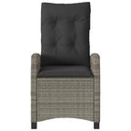 vidaXL 3-Piece Bistro Set with Adjustable Chairs & Cushions - Gray Poly Rattan, Navy Seat Cover, Weather-Resistant Outdoor Patio Furniture