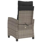 vidaXL 3-Piece Bistro Set with Adjustable Chairs & Cushions - Gray Poly Rattan, Navy Seat Cover, Weather-Resistant Outdoor Patio Furniture