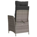 vidaXL 3-Piece Poly Rattan Bistro Set with Reclining Chairs - Gray Lounge Furniture with Navy Cushions for Garden, Patio, Balcony