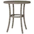 vidaXL 3-Piece Poly Rattan Bistro Set with Reclining Chairs - Gray Lounge Furniture with Navy Cushions for Garden, Patio, Balcony