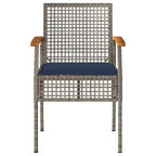 vidaXL 3 Piece Bistro Set with Cushions Gray Poly Rattan Acacia Wood