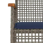 vidaXL 3 Piece Bistro Set with Cushions Gray Poly Rattan Acacia Wood