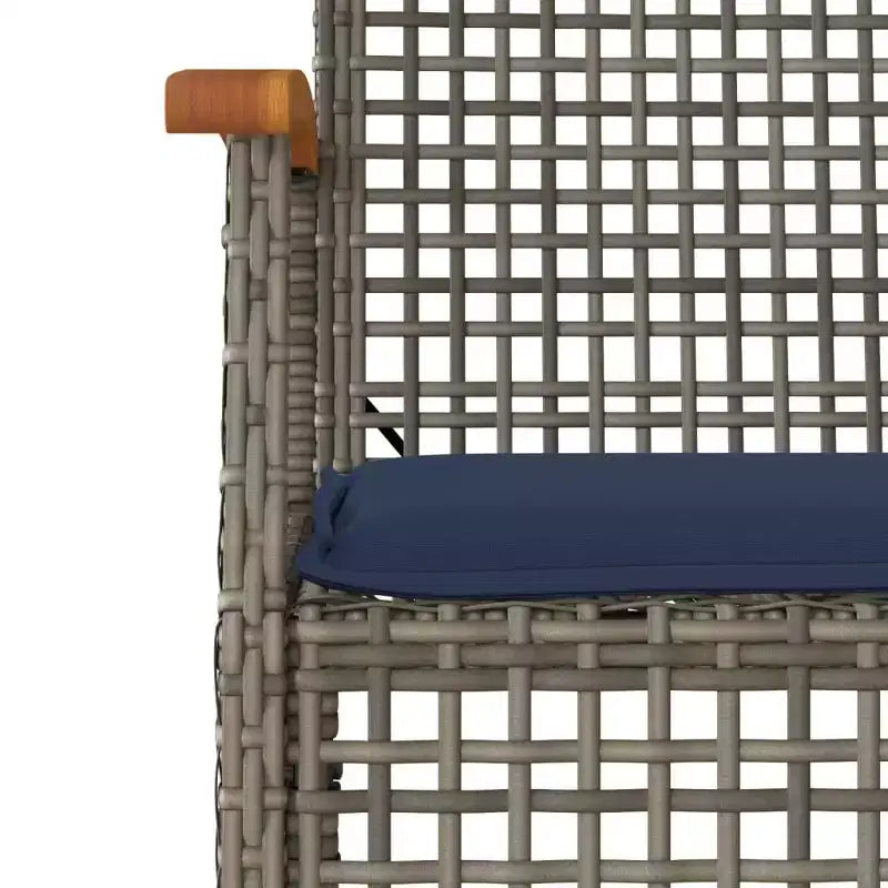 vidaXL 3 Piece Bistro Set with Cushions Gray Poly Rattan Acacia Wood