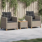 vidaXL Patio Bistro Set Grey PE Rattan Medium Adjustable Feet
