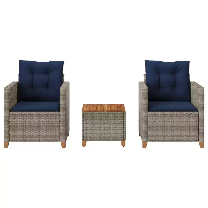 vidaXL Patio Bistro Set Grey PE Rattan Medium Adjustable Feet