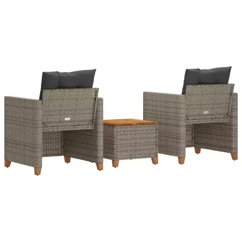 vidaXL Patio Bistro Set Grey PE Rattan Medium Adjustable Feet