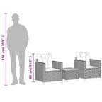 vidaXL Patio Bistro Set Grey PE Rattan Medium Adjustable Feet