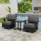 EAGLE PEAK Urban Slate 3 PCS Outdoor Bistro Set with Modern Swivel Rocking Chairs and Table