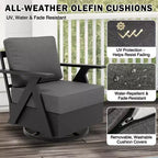 EAGLE PEAK Urban Slate 3 PCS Outdoor Bistro Set with Modern Swivel Rocking Chairs and Table