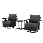 EAGLE PEAK Urban Slate 3 PCS Outdoor Bistro Set with Modern Swivel Rocking Chairs and Table