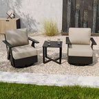 EAGLE PEAK Urban Slate 3 PCS Outdoor Bistro Set with Modern Swivel Rocking Chairs and Table