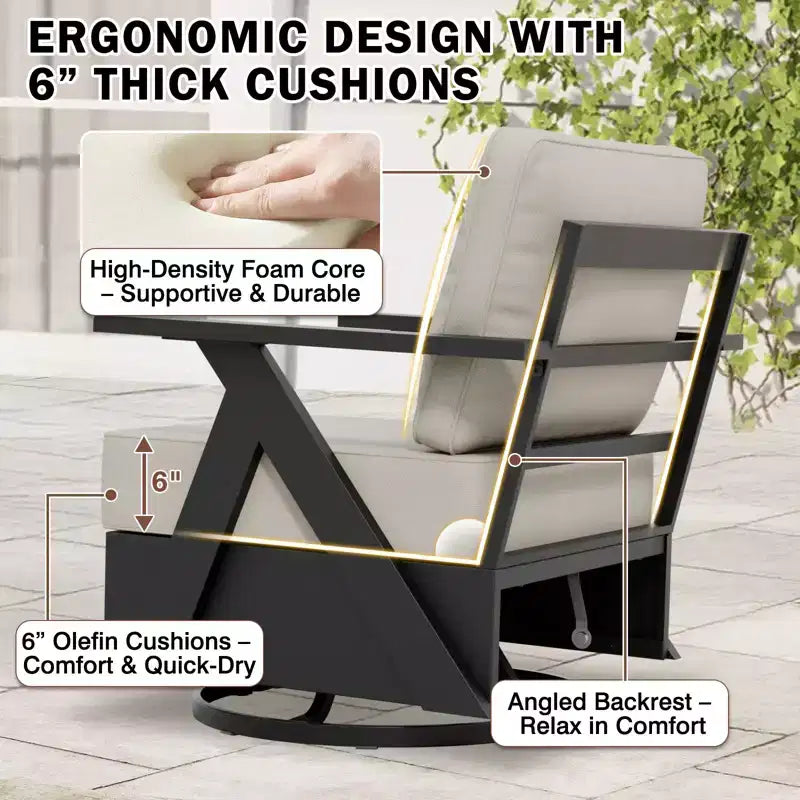 EAGLE PEAK Urban Slate 3 PCS Outdoor Bistro Set with Modern Swivel Rocking Chairs and Table