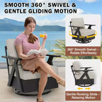 EAGLE PEAK Urban Slate 3 PCS Outdoor Bistro Set with Modern Swivel Rocking Chairs and Table