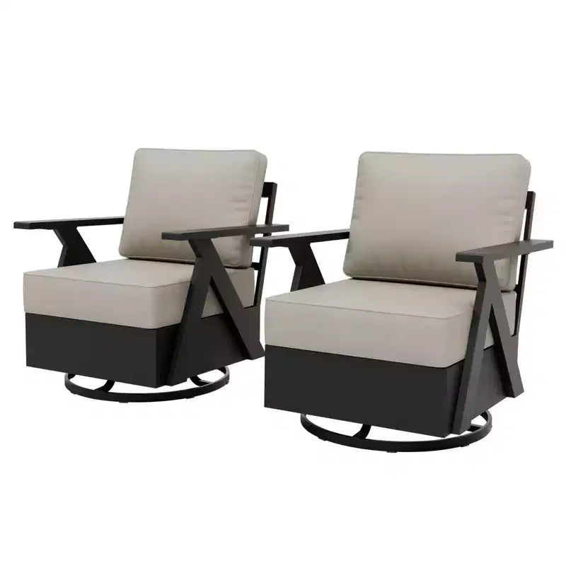 EAGLE PEAK Urban Slate 3 PCS Outdoor Bistro Set with Modern Swivel Rocking Chairs and Table