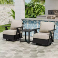 EAGLE PEAK Urban Slate 3 PCS Outdoor Bistro Set with Modern Swivel Rocking Chairs and Table