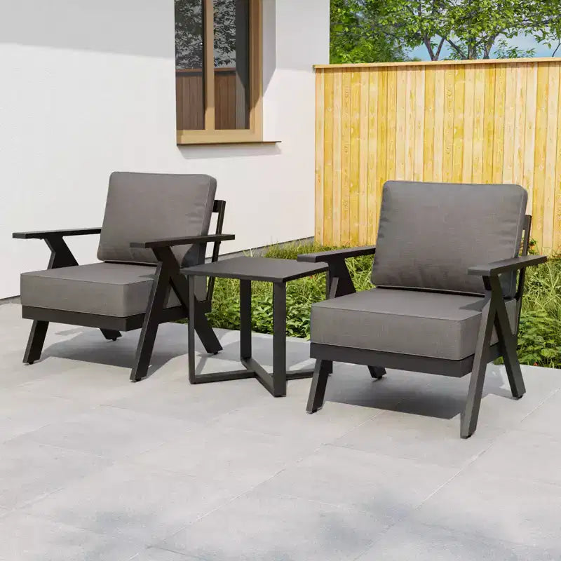 EAGLE PEAK Urban Slate 3 PCS Outdoor Bistro Set with Modern Patio Chairs and Table