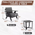 EAGLE PEAK Urban Slate 3 PCS Outdoor Bistro Set with Modern Patio Chairs and Table