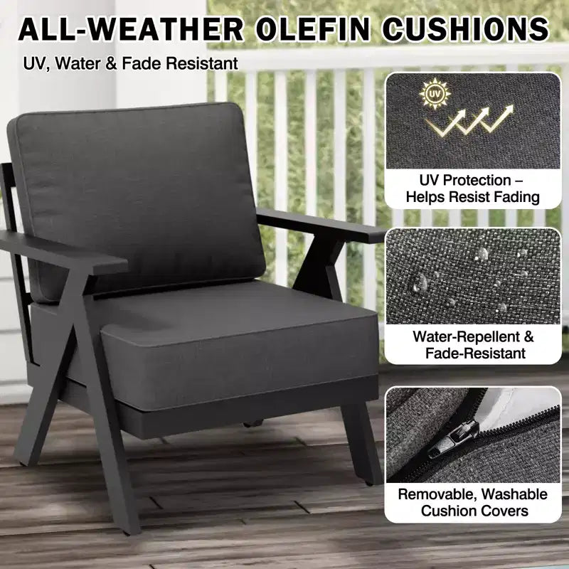 EAGLE PEAK Urban Slate 3 PCS Outdoor Bistro Set with Modern Patio Chairs and Table