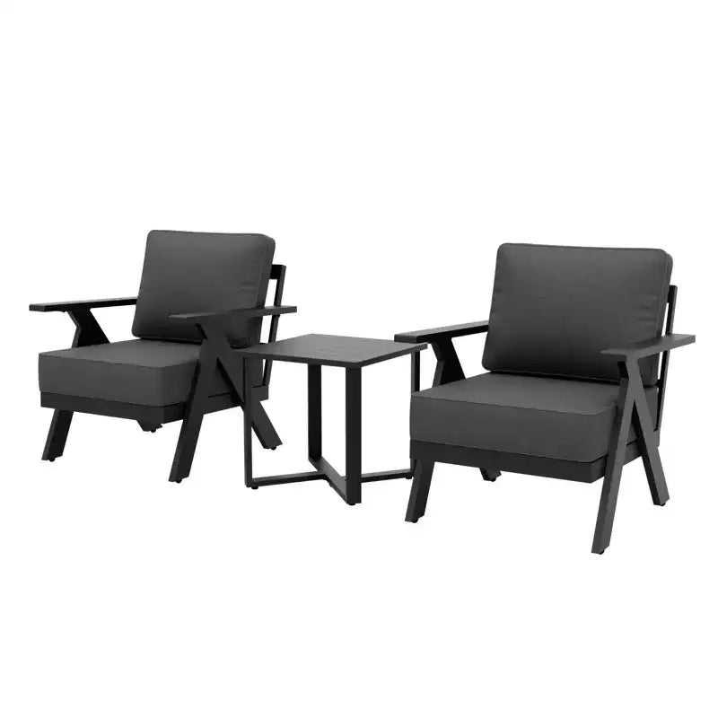 EAGLE PEAK Urban Slate 3 PCS Outdoor Bistro Set with Modern Patio Chairs and Table