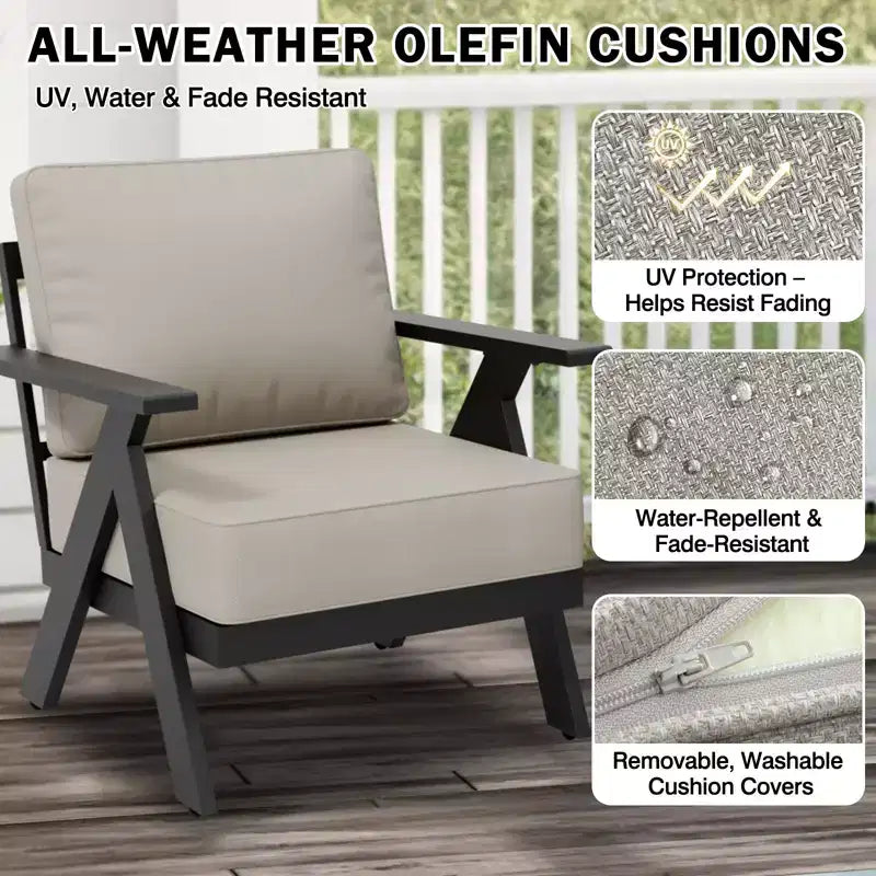EAGLE PEAK Urban Slate 3 PCS Outdoor Bistro Set with Modern Patio Chairs and Table