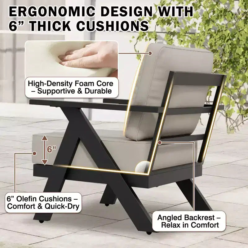 EAGLE PEAK Urban Slate 3 PCS Outdoor Bistro Set with Modern Patio Chairs and Table