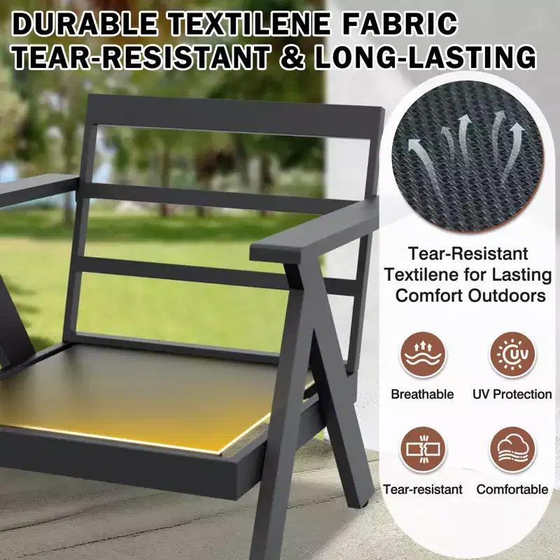 EAGLE PEAK Urban Slate 3 PCS Outdoor Bistro Set with Modern Patio Chairs and Table