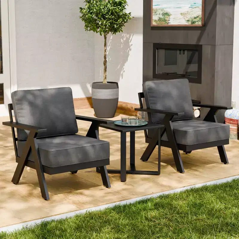 EAGLE PEAK Urban Slate 3 PCS Outdoor Bistro Set with Modern Patio Chairs and Table
