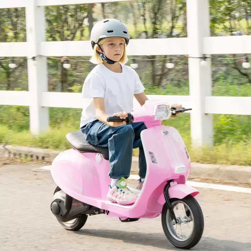 Qaba Kids Motorcycle, 24V Electric Motorcycle with Rear Suspension, LED Lights, Ride On Toy with 3-Speed Control for 8-12 Years Boys and Girls, Pink