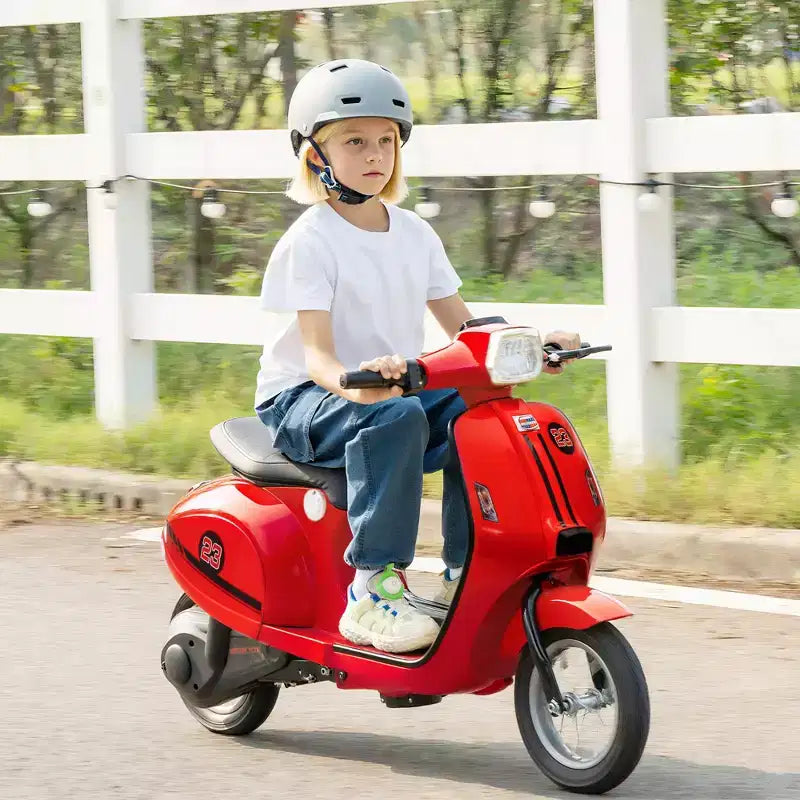 Qaba Kids Motorcycle, 24V Electric Motorcycle with Rear Suspension, LED Lights, Ride On Toy with 3-Speed Control for 8-12 Years Boys and Girls, Red