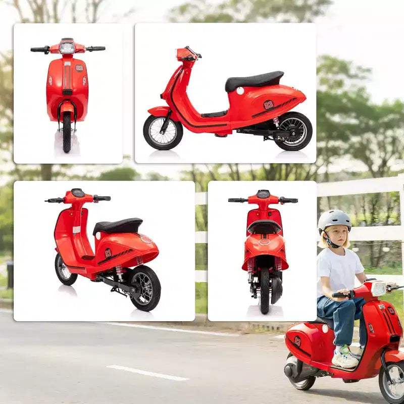Qaba Kids Motorcycle, 24V Electric Motorcycle with Rear Suspension, LED Lights, Ride On Toy with 3-Speed Control for 8-12 Years Boys and Girls, Red