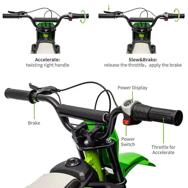 24V Kids Ride on Electric Off-Road Motorcycle,250W Motor 13.6MPH Fast Speed Dirt Bike Motocross,Leather Seat,Twist Grip Throttle,Metal Suspension