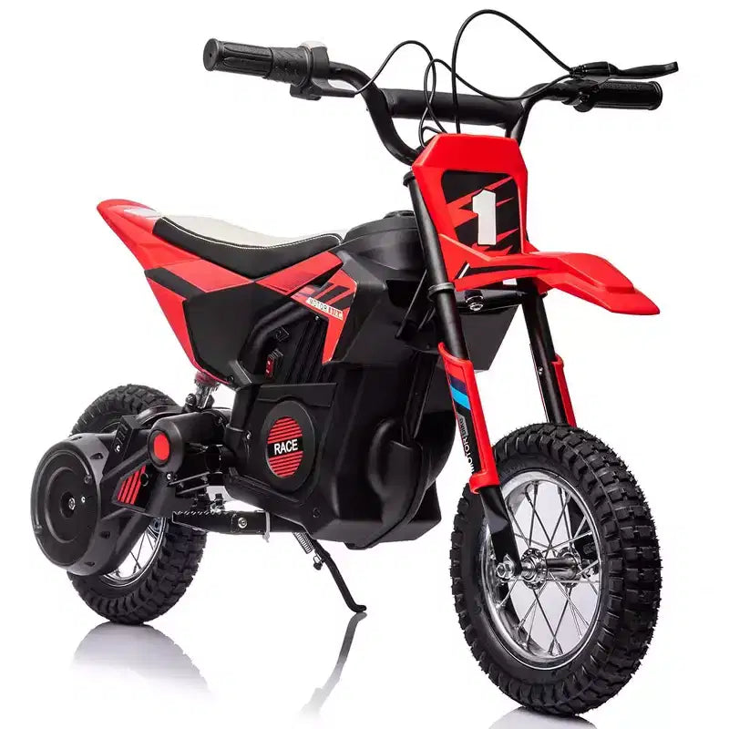 24V Kids Ride on Electric Off-Road Motorcycle,250W Motor 13.6MPH Fast Speed Dirt Bike Motocross,Leather Seat,Twist Grip Throttle,Metal Suspension