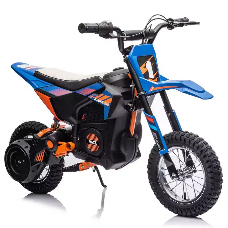 24V Kids Ride on Electric Off-Road Motorcycle,250W Motor 13.6MPH Fast Speed Dirt Bike Motocross,Leather Seat,Twist Grip Throttle,Metal Suspension