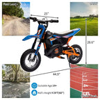 24V Kids Ride on Electric Off-Road Motorcycle,250W Motor 13.6MPH Fast Speed Dirt Bike Motocross,Leather Seat,Twist Grip Throttle,Metal Suspension